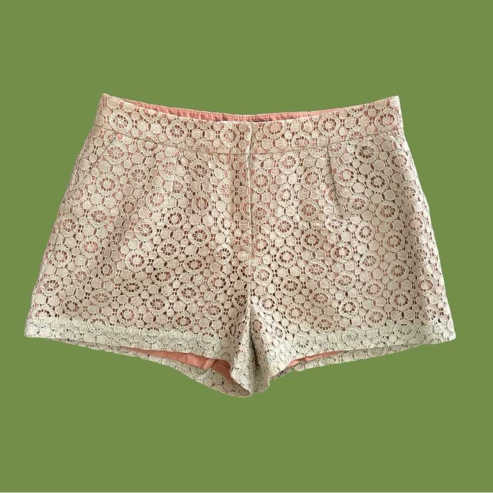 Victoria Beckham Target Collab Mint Green Crochet Lace Shorts with Nude Lining